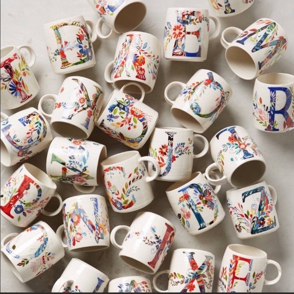Anthropologie Floral Monogram Coffee Mug - Picture 4 of 4